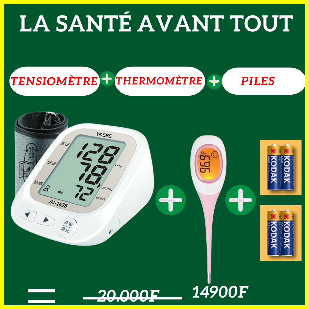 Tensiomètre Automatique + 1 Thermomètre Numérique et les Piles offerts 👉  +228 91 36 36 92 